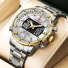 Men Military Gold Sport Wrist Watch with Dual Display