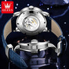 OLEVS Automatic  Man's Watches Starry Rotating Dial Luxury Luminous Waterproof Business Leather Strap Mechanical Watch for Men